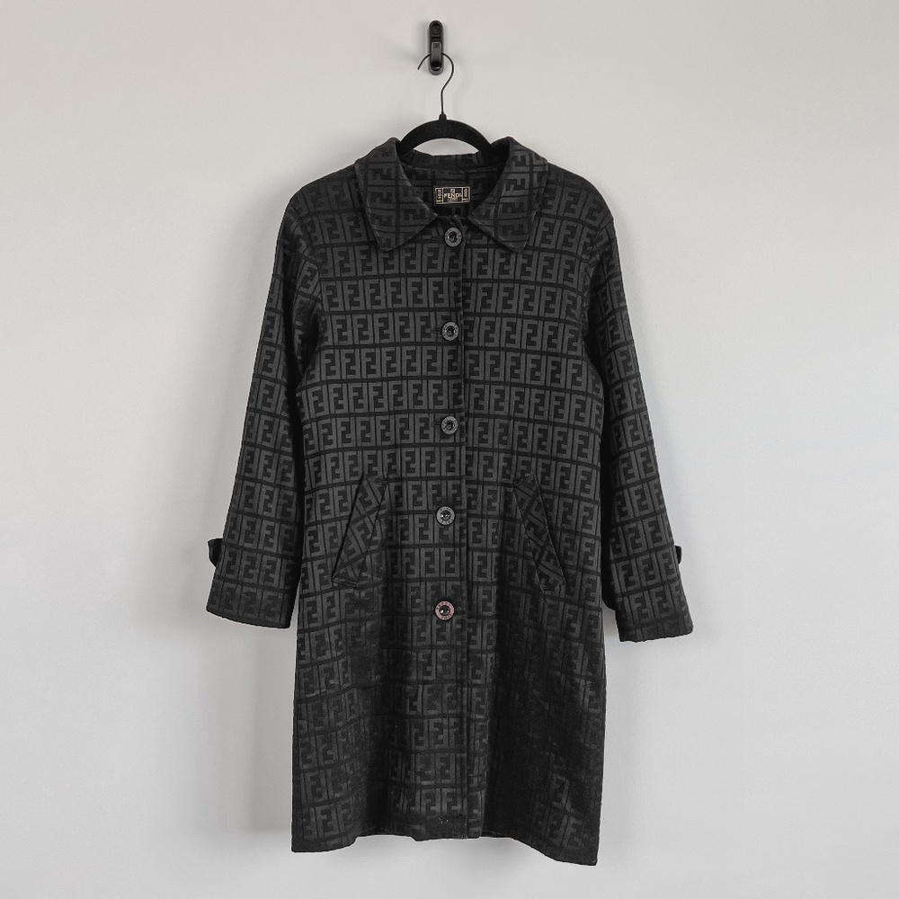 Super Rare Vintage 90’s Fendi Zucca Logo Long Coat Made In Italy